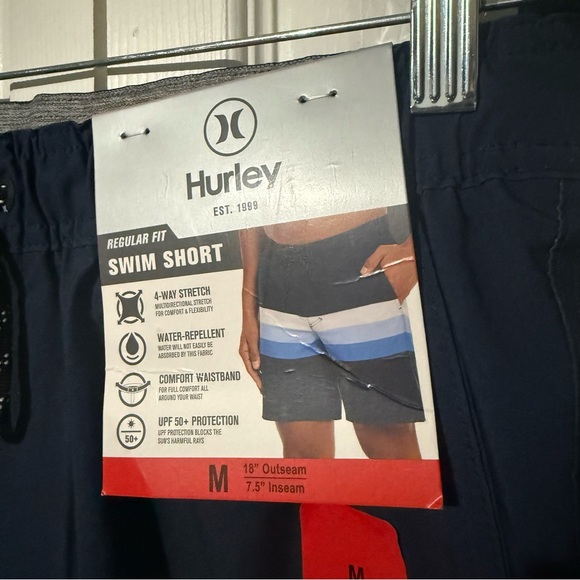 Hurley Men's Swim Shorts, Stretch, UPF Protection, Blue, Size Medium - Picture 3 of 5